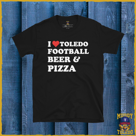 I Love Toledo, Football, Beer and Pizza Short-Sleeve Unisex T-Shirt