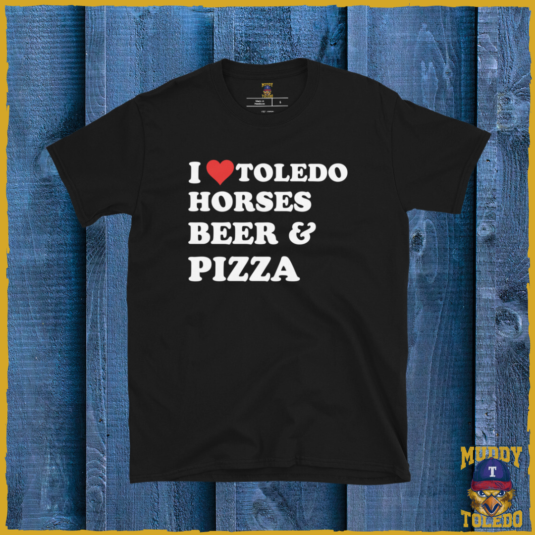 I Love Toledo, Horses, Beer and Pizza Unisex Short Sleeved T-ShirtShort-Sleeve Unisex T-Shirt