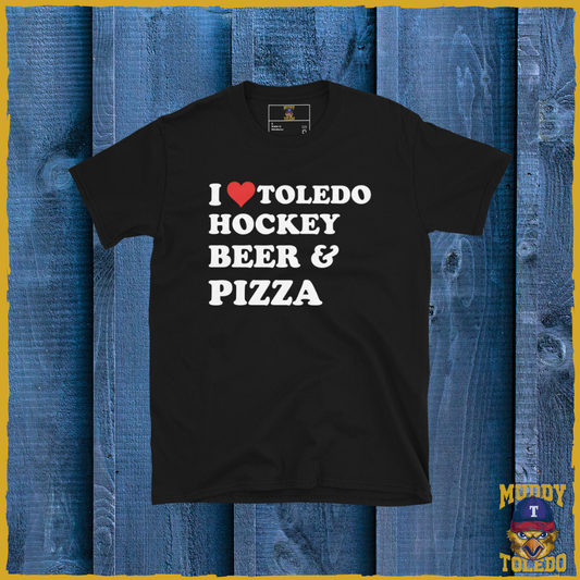 I Love Toledo, Hockey, Beer and Pizza Short-Sleeve Unisex T-Shirt